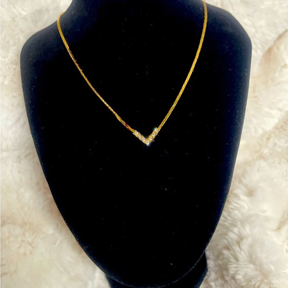 Vintage Christian Doir V-Shape Rhinestone Necklace - Picture 1 of 3